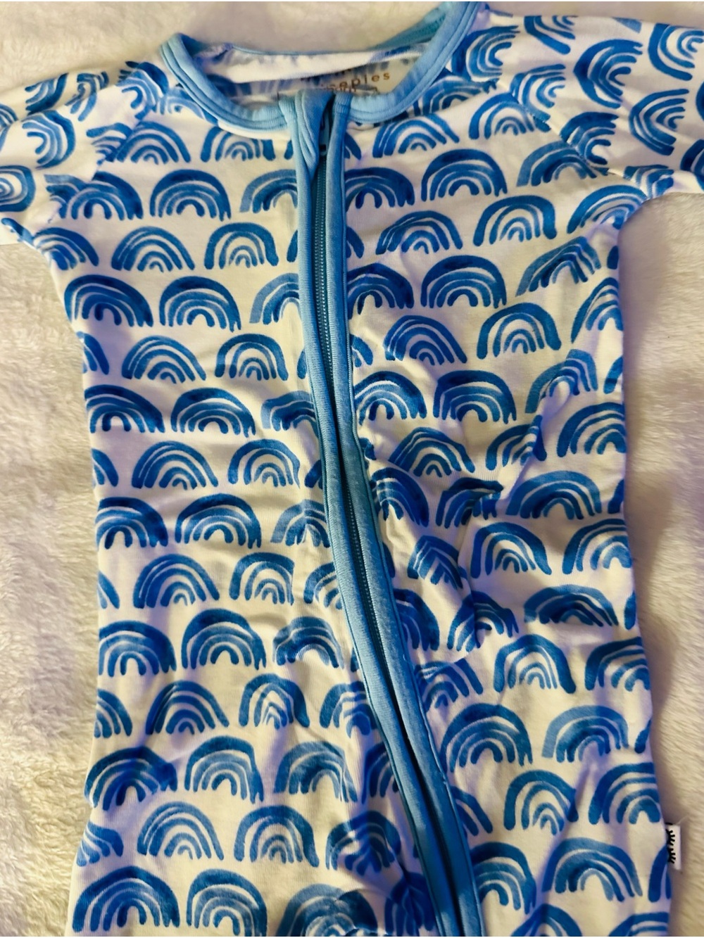 Little Sleepies Blue Rainbow-Print Kids One-Piece